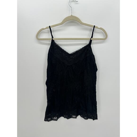 Maurices Tops - Maurices Womens Black Crinkle Lace Y2K Tank Top Camisole Size L Grunge Emo